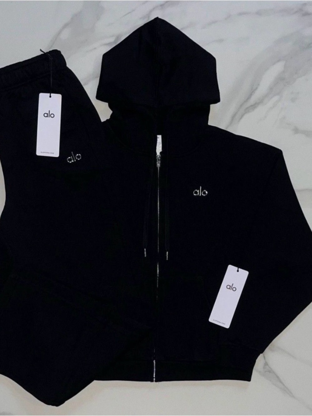 ALO Yoga Black Hooded Zip Jacket